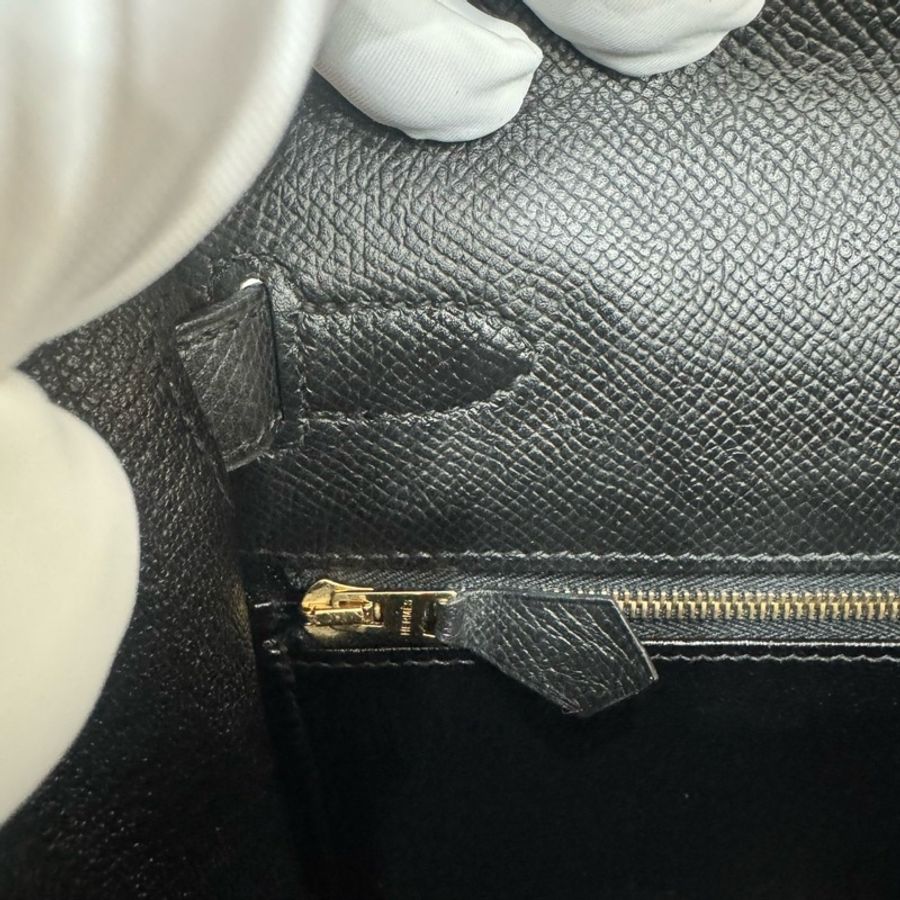 愛馬仕 Hermes Kelly28黑金 框Q Epsom皮 外縫~-32
