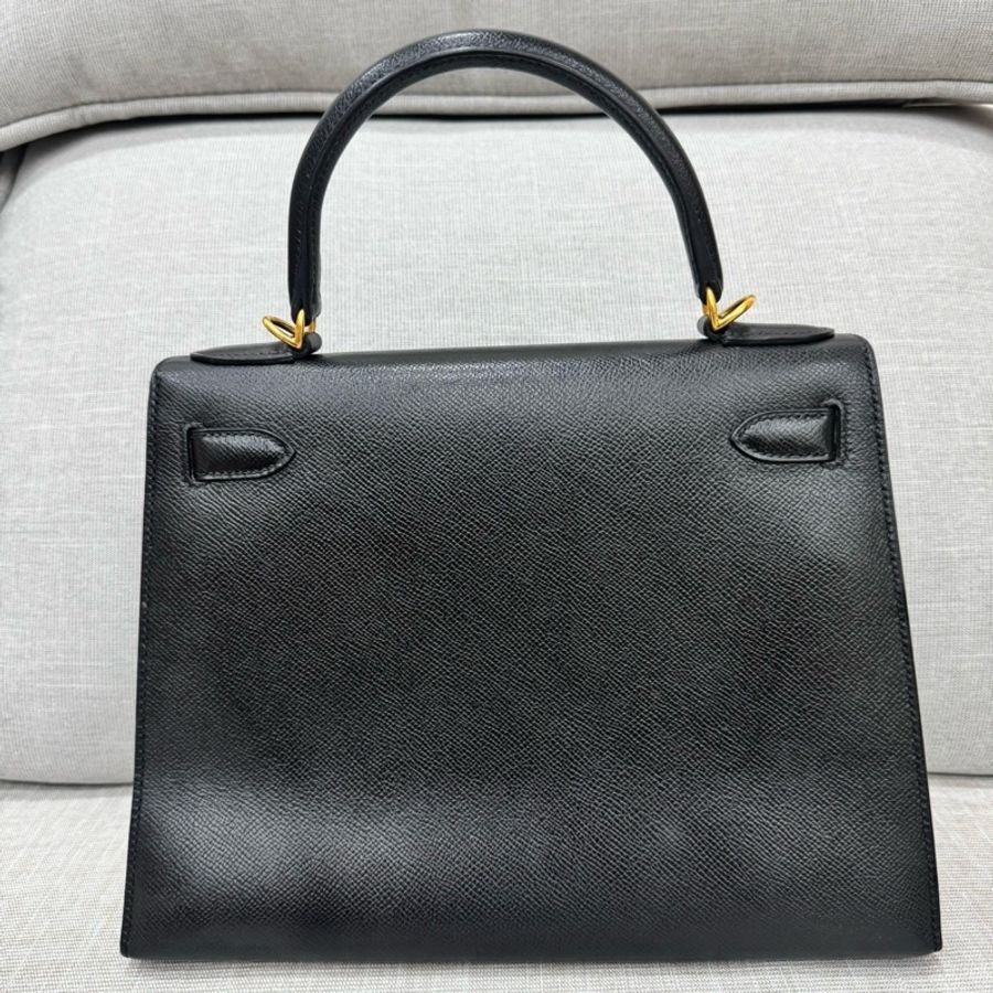 愛馬仕 Hermes Kelly28黑金 框Q Epsom皮 外縫~-44