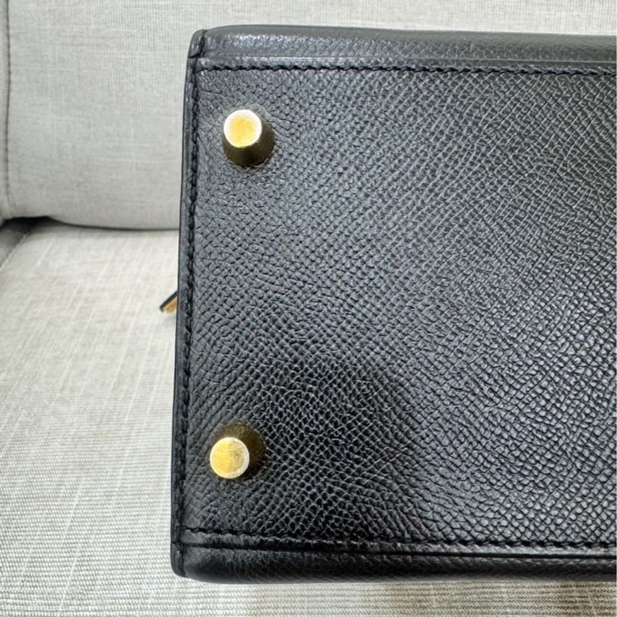 愛馬仕 Hermes Kelly28黑金 框Q Epsom皮 外縫~-47