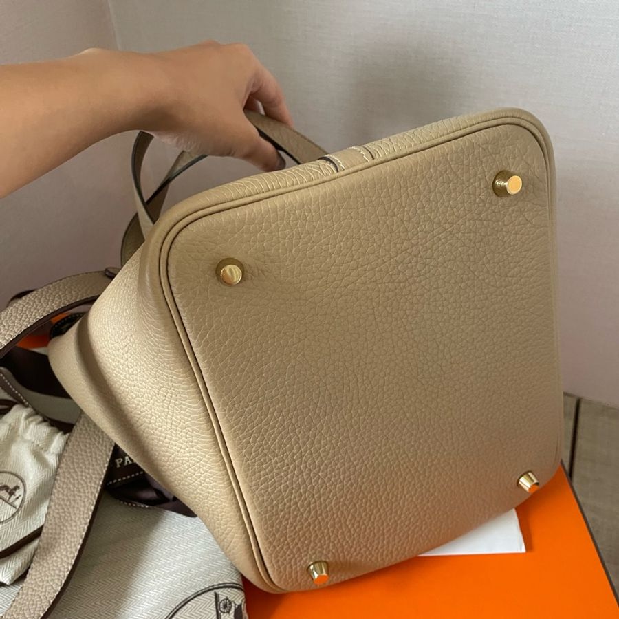 Hermès Picotin 22 Z刻 風衣灰金釦菜籃子 大全配-11