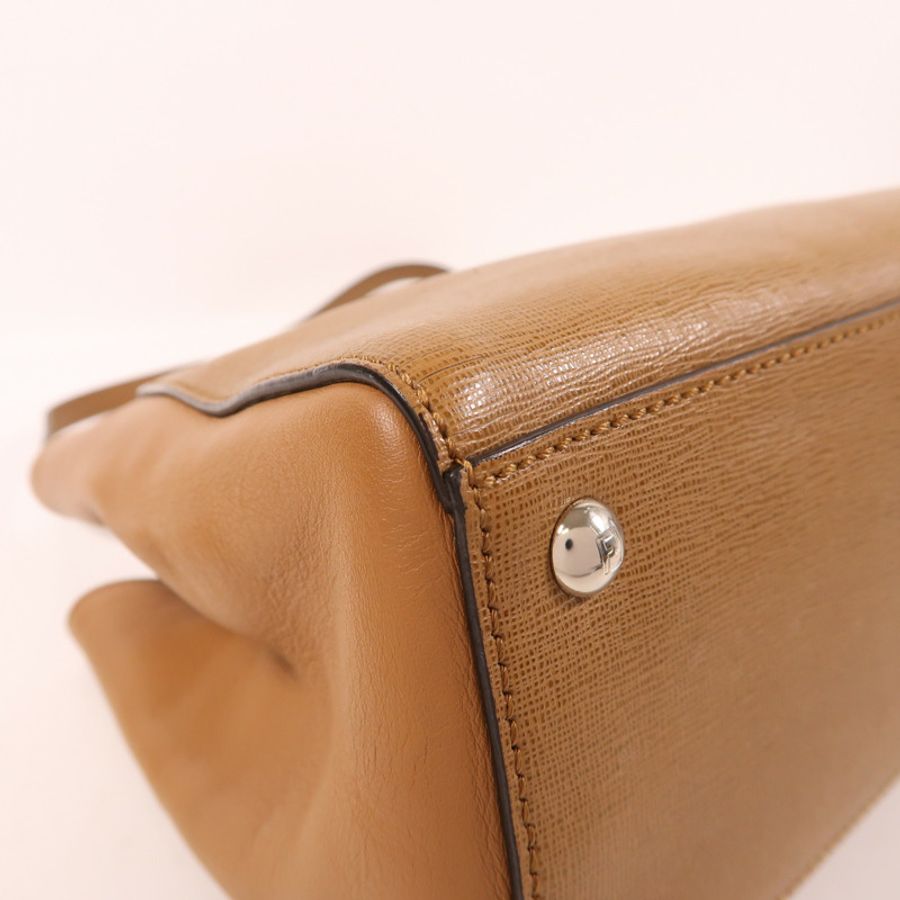 FENDI 【激減優惠】羊皮皮革2 Way Shoulder銀扣手挽肩背兩用袋-10