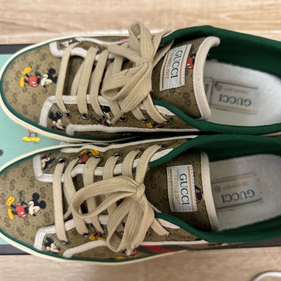 GUCCI 古馳 Disney 迪士尼 米老鼠 聯名 老花 1917 平底 網球 運動鞋 7.5號 27.5 9.5-1