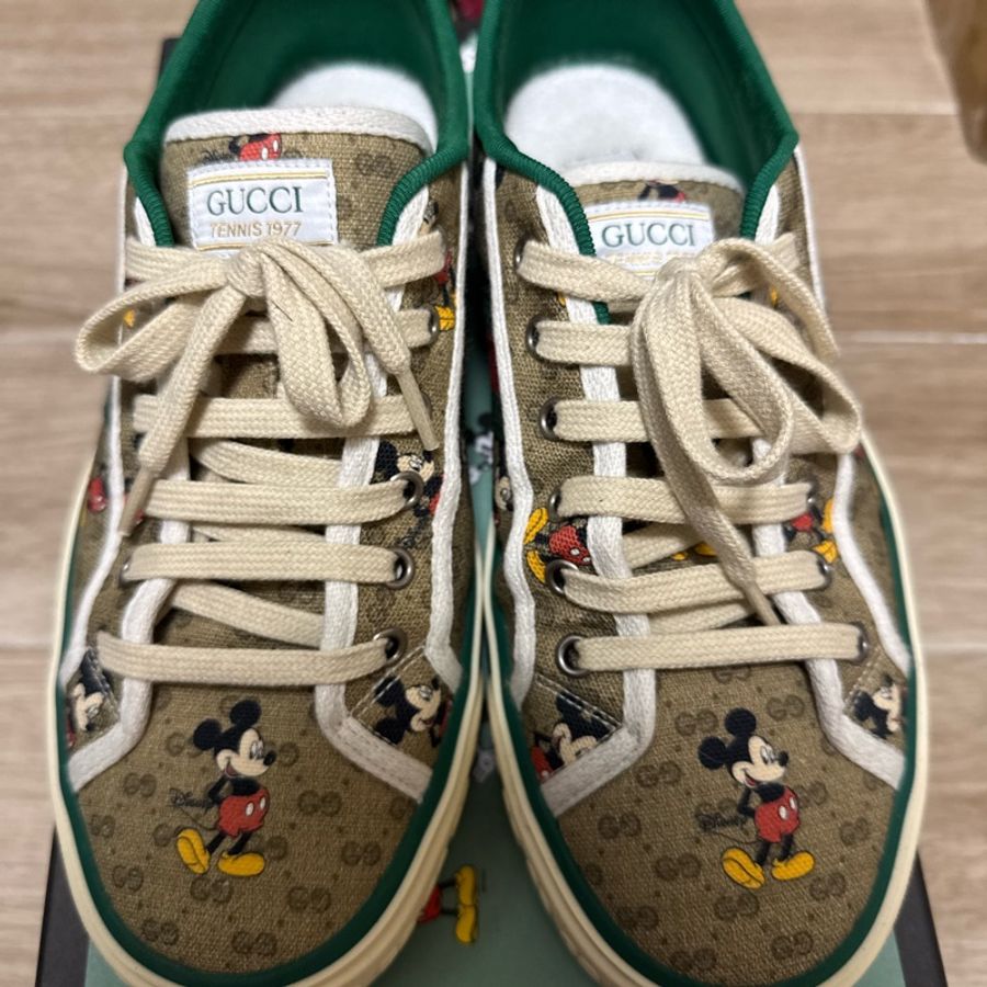 GUCCI 古馳 Disney 迪士尼 米老鼠 聯名 老花 1917 平底 網球 運動鞋 7.5號 27.5 9.5-2