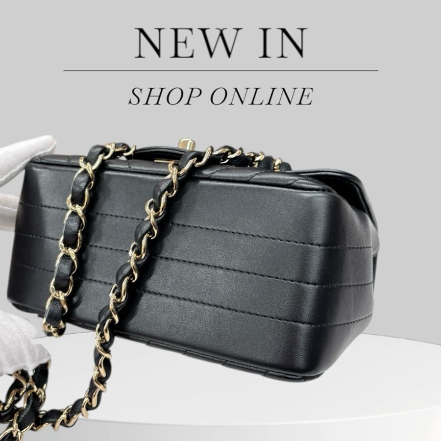 Chanel Lambskin 方胖V 紋 金扣-7