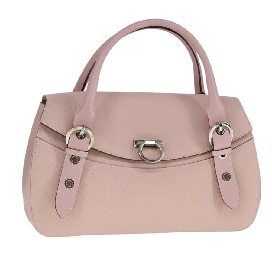 【日本直送】Salvatore Ferragamo Gancini 手提包 真皮 粉紅色 正品 108902V-0