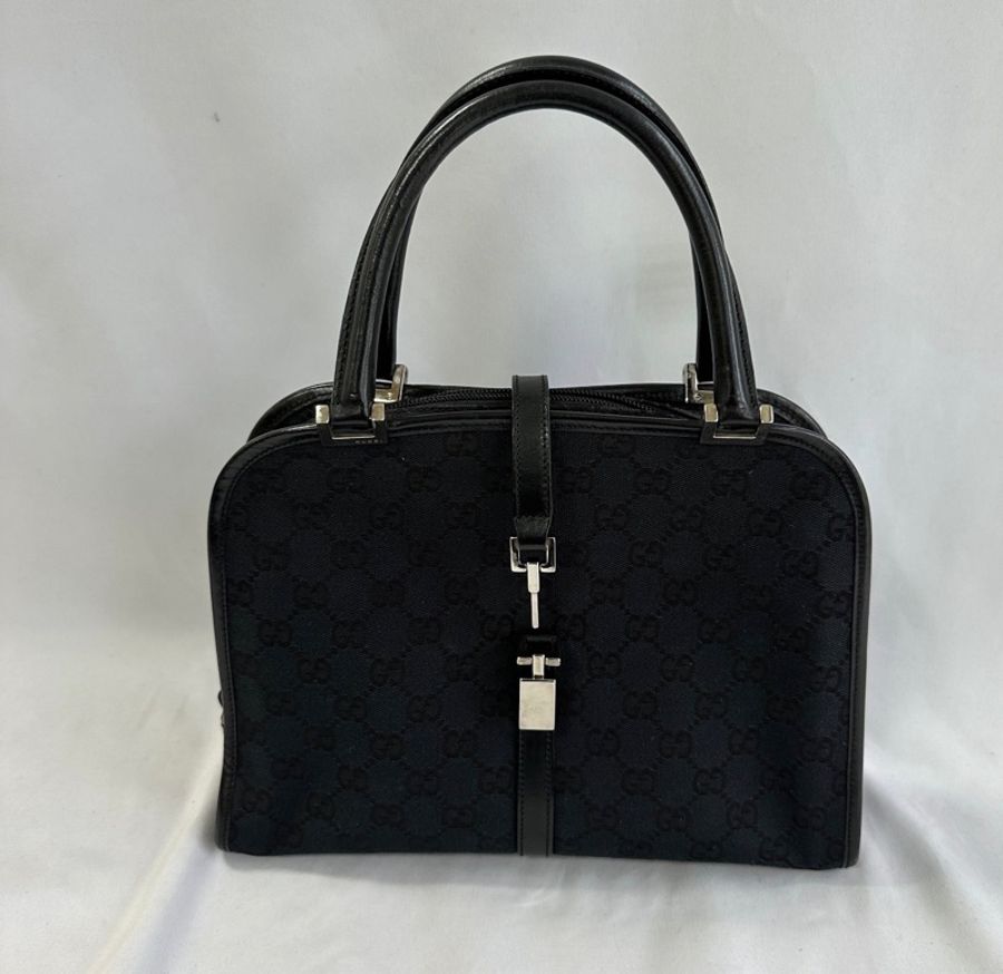 Gucci 黑色 GG 帆布 Jackie 包 黑色-5