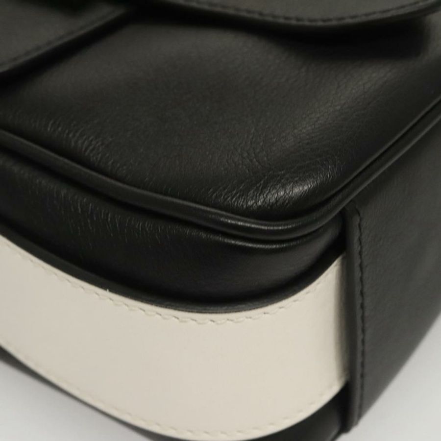 【日本直送】PRADA 黑色白色皮革肩背包,正品 117019V-13