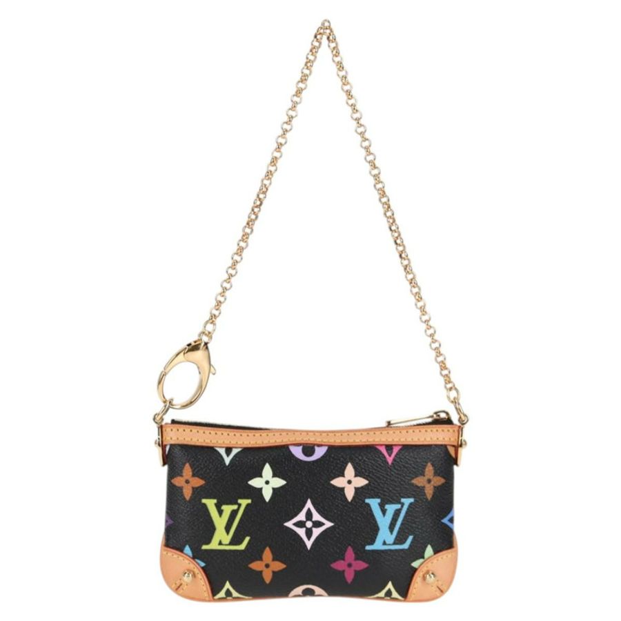 【日本直送】路易威登 Multicolor Pochette Mira PM 手拿包 黑色 M60099 LV Auth EC1036SM-1