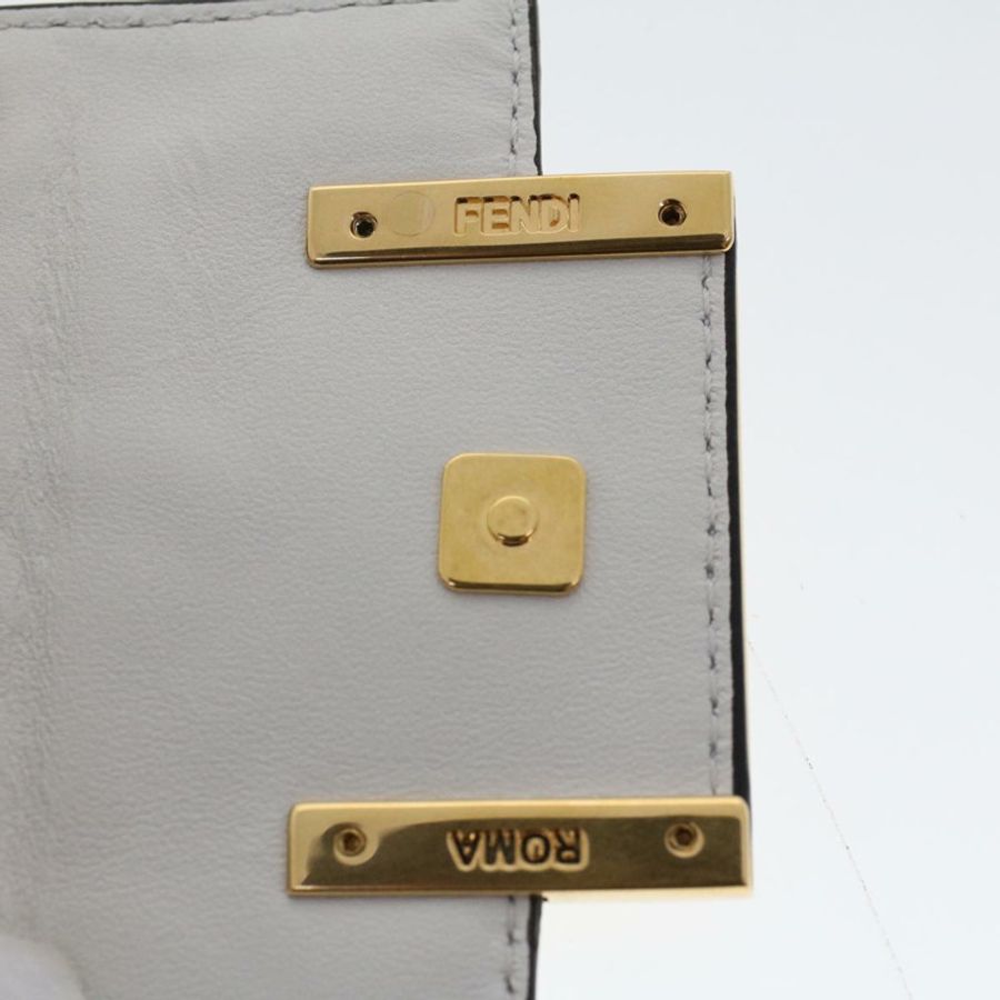 【日本直送】FENDI Zucca帆布Nano Baguette鏈條單肩包 白色皮革 正品 47061V-9