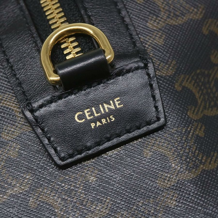 【日本直送】CELINE Triomphe 帆布波士頓包 PVC 皮革 2way 黑色 Auth hk880V-17