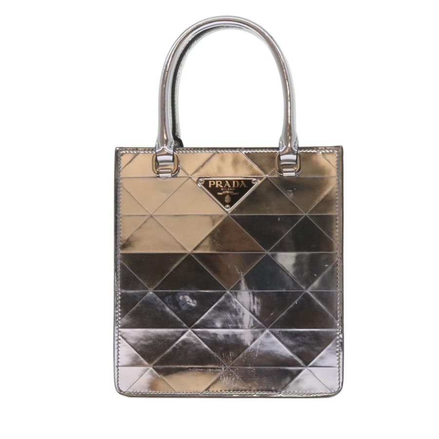 【日本直送】PRADA 手提包 金屬皮革 銀色 正品 59813SV-12