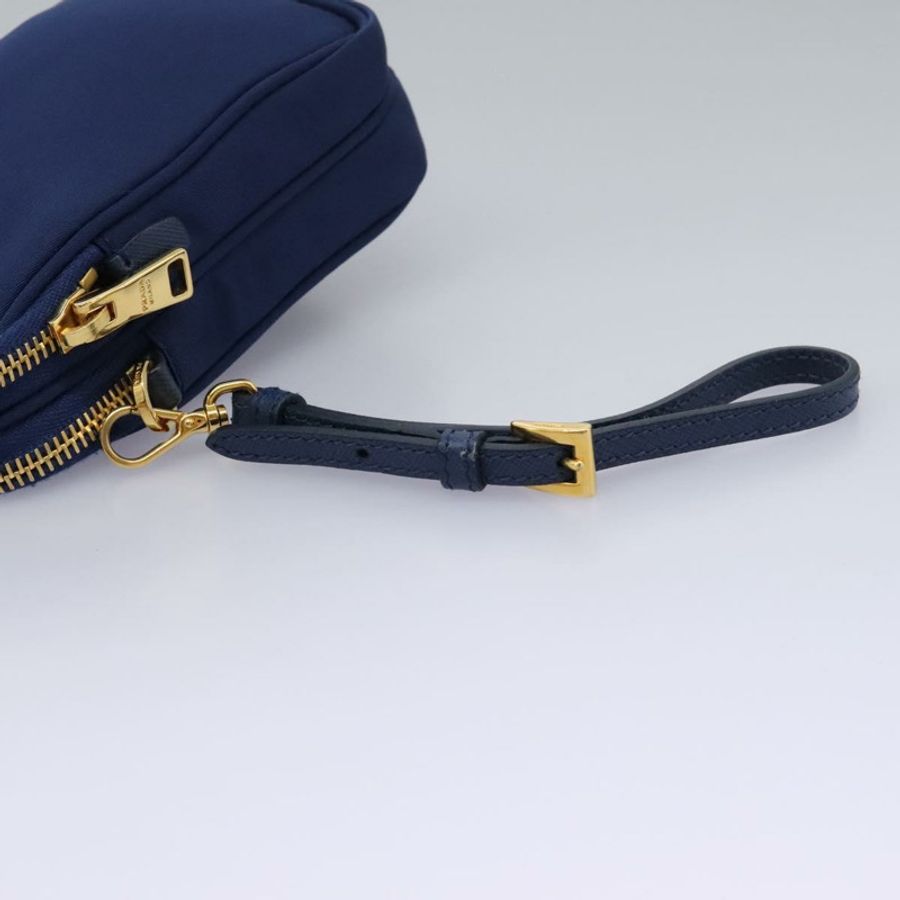 【日本直送】PRADA 尼龍藍金肩包 Auth KD114V-7