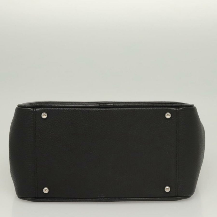 【日本直送】BURBERRY 手提包 皮革 黑色 銀色 正品 BA1908-4