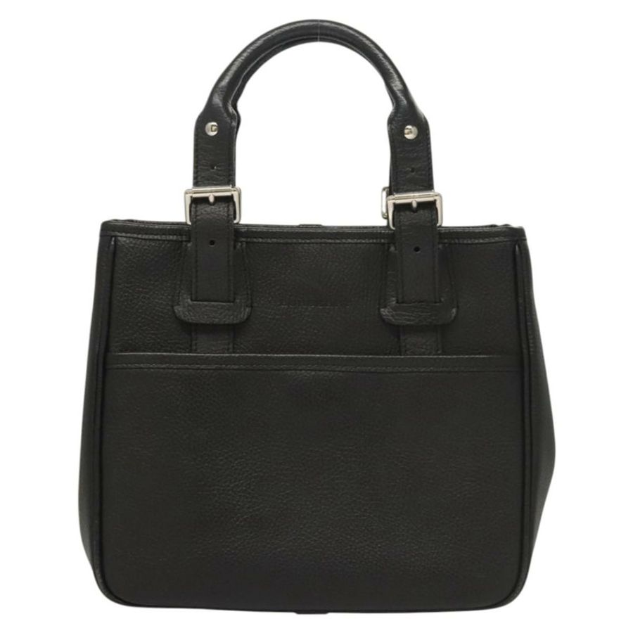 【日本直送】BURBERRY 手提包 皮革 黑色 銀色 正品 BA1908-12
