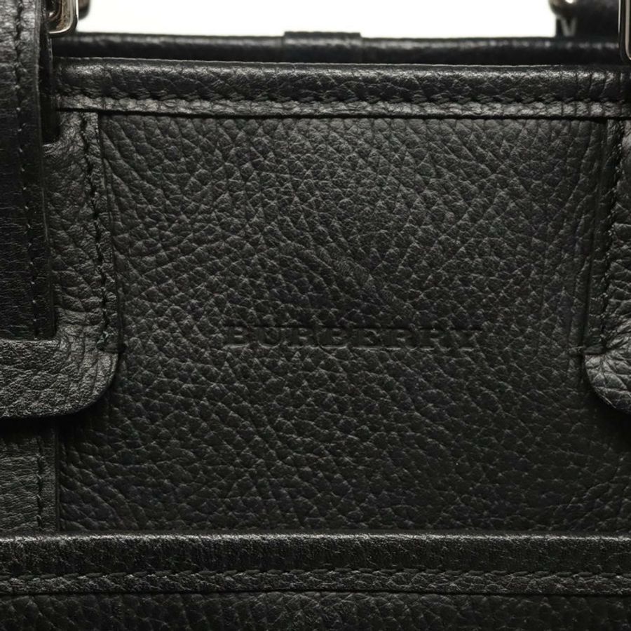 【日本直送】BURBERRY 手提包 皮革 黑色 銀色 正品 BA1908-16