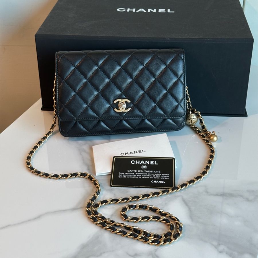 Chanel黑金金球Woc肩帶🉑調🉑肩背 99新閒置✨配件齊全-8