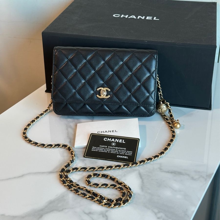 Chanel黑金金球Woc肩帶🉑調🉑肩背 99新閒置✨配件齊全-10