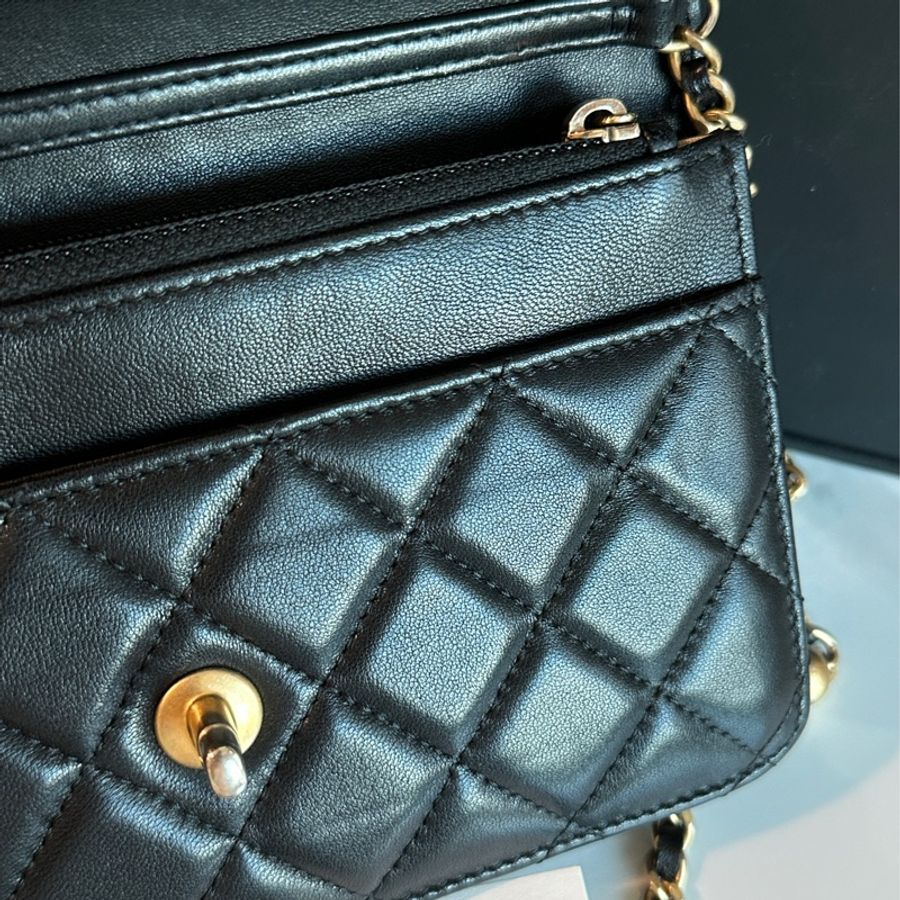 Chanel黑金金球Woc肩帶🉑調🉑肩背 99新閒置✨配件齊全-16