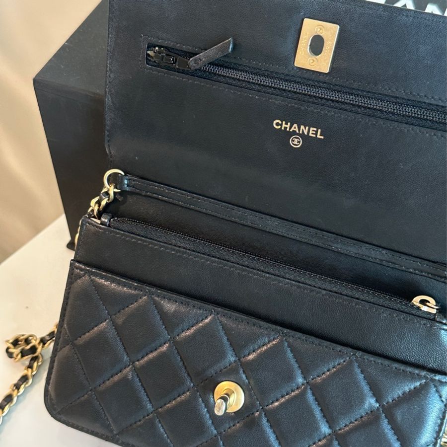 Chanel黑金金球Woc肩帶🉑調🉑肩背 99新閒置✨配件齊全-17