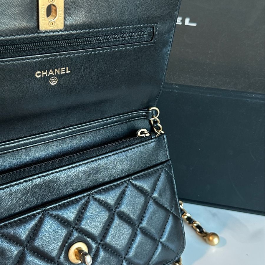 Chanel黑金金球Woc肩帶🉑調🉑肩背 99新閒置✨配件齊全-18