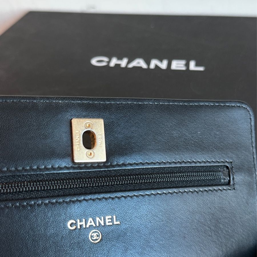 Chanel黑金金球Woc肩帶🉑調🉑肩背 99新閒置✨配件齊全-19