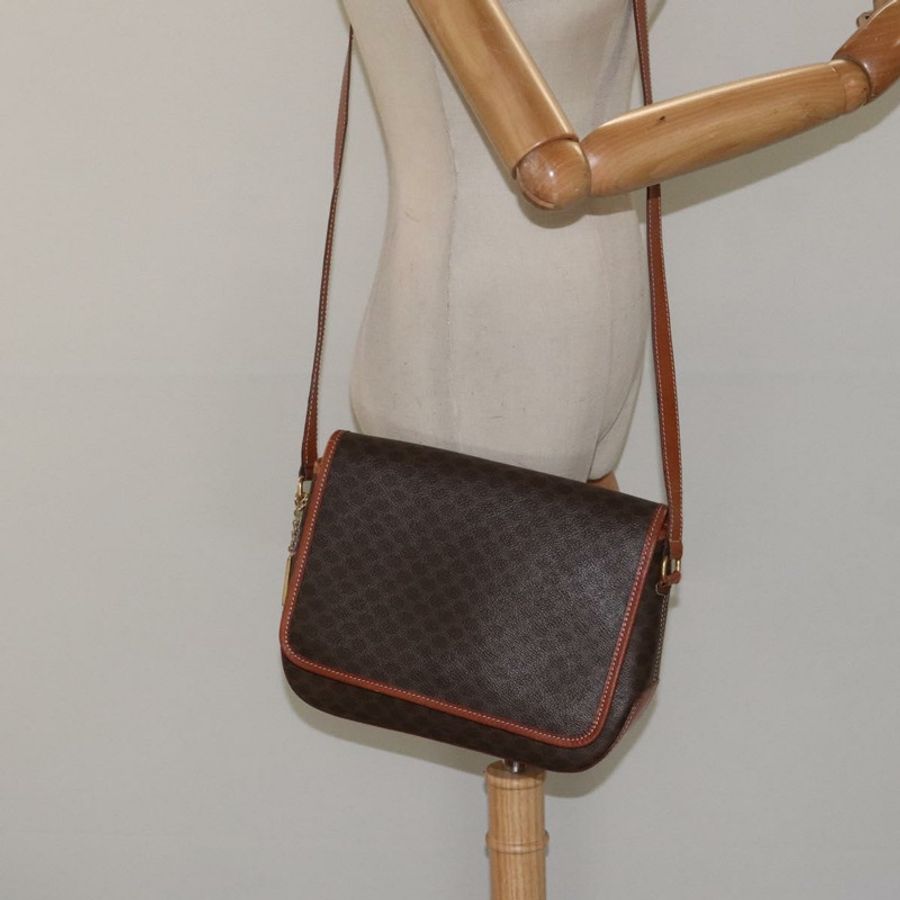 【日本直送】CELINE Macadam帆布肩背包 PVC皮革 棕色 金色 正品 sw497-22