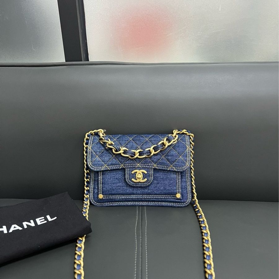 Chanel 23S 牛仔藍色 郵差包-6