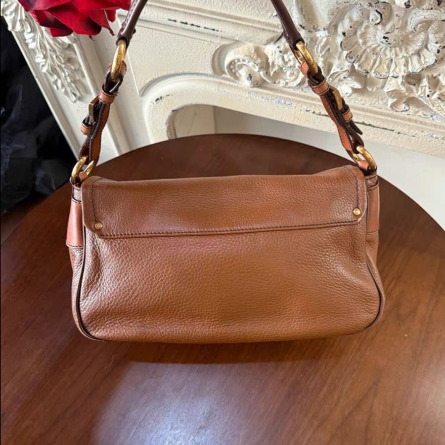 Prada • 棕色美拉德全皮腋下包 雙口袋 Hobo-6