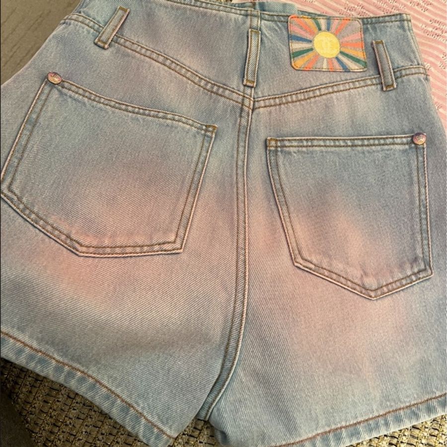 Chanel香奈兒春夏粉色牛仔短褲 全新吊牌都在-2