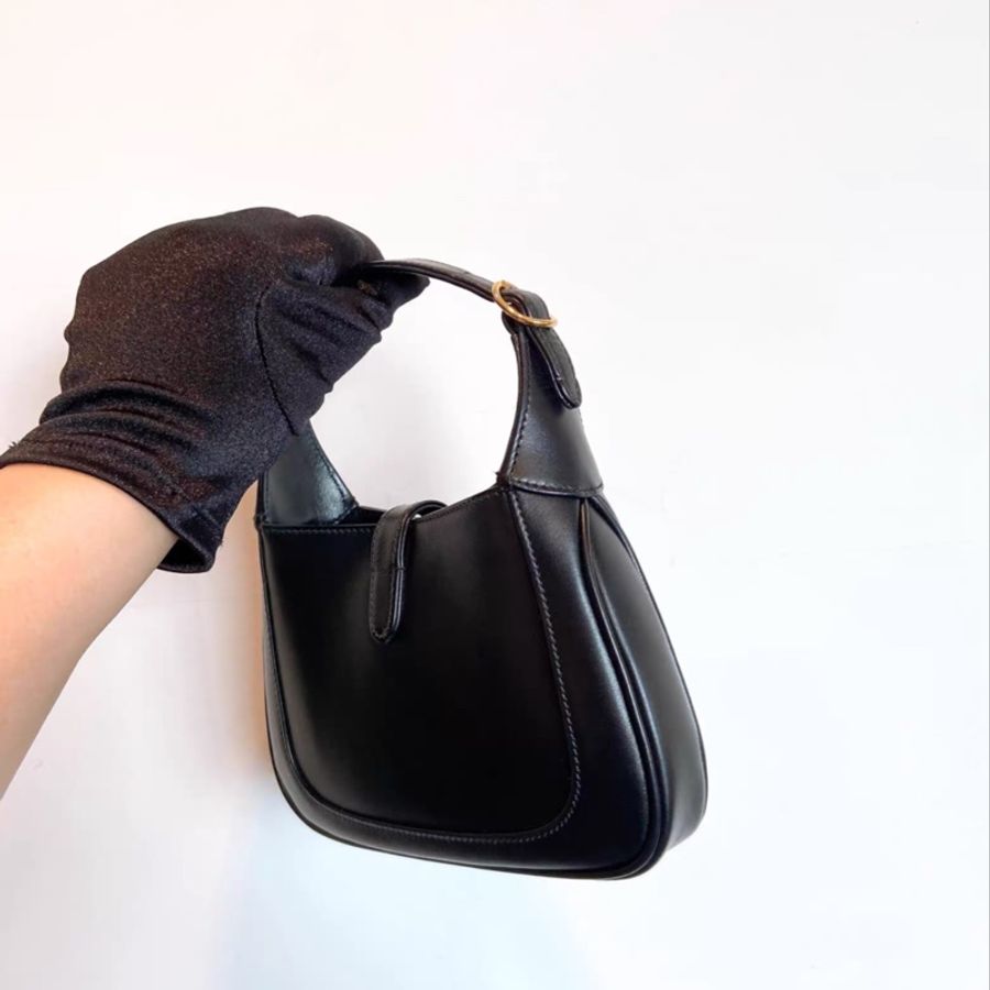 Gucci Jackie 1961  mini  黑金牛皮 半月包 手提單肩斜挎包-3