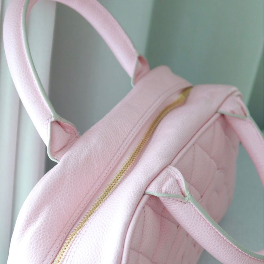 香奈兒 Chanel 保齡球包 中古 粉色-5