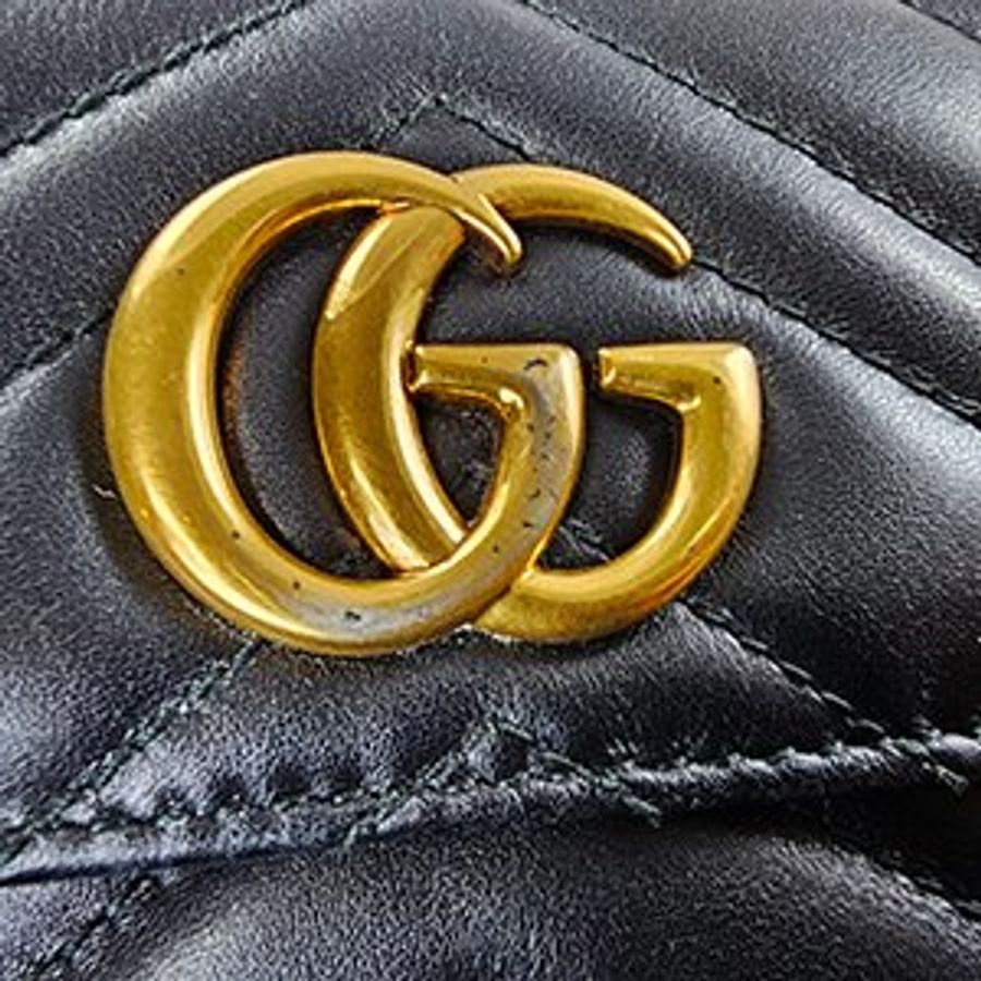 G1790 GUCCI黑色小牛皮GG MARONT 三折短夾 474802-4