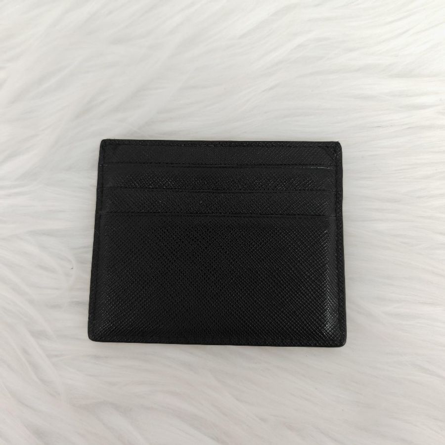 Prada 普拉達 黑金 Saffiano 皮革卡片夾 234-2