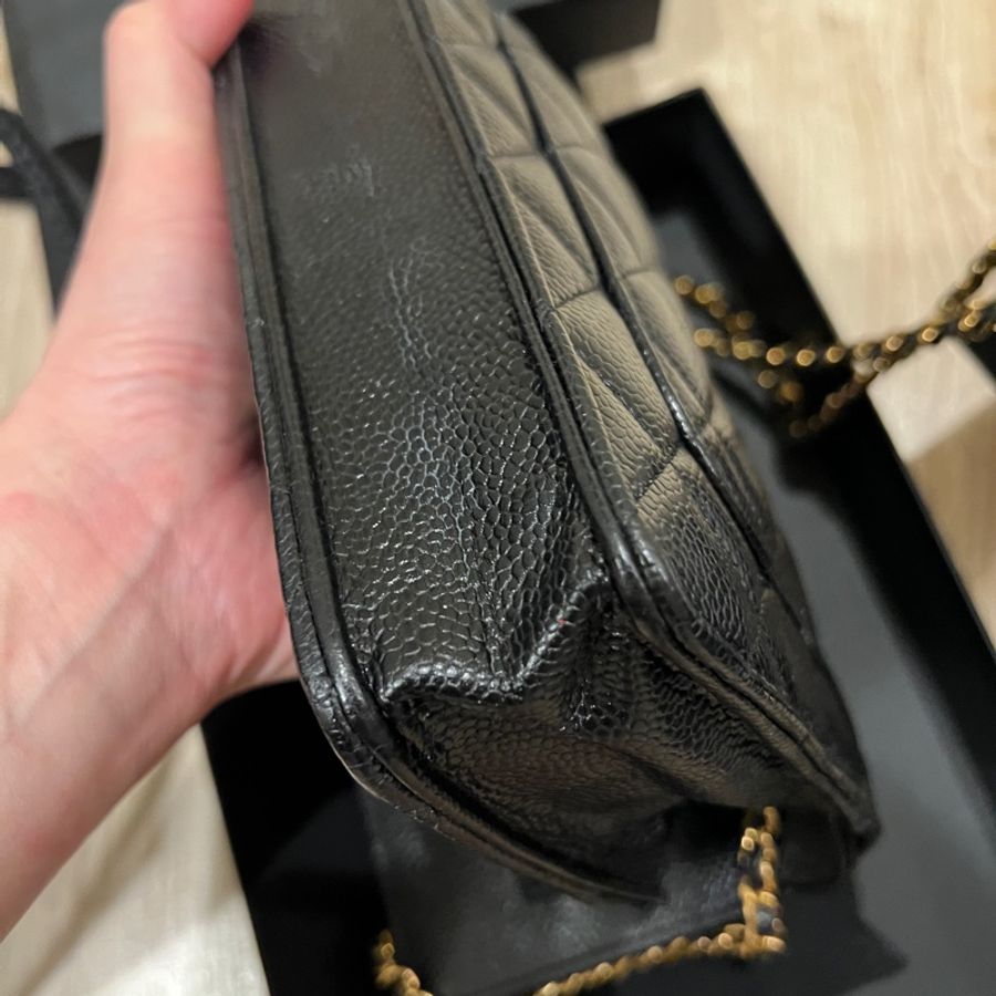 Chanel woc 經典 黑金牛皮-17
