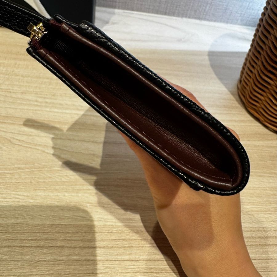 (全新)Chanel香奈兒 雙C Logo荔枝牛皮L型拉鍊零錢卡夾包-8