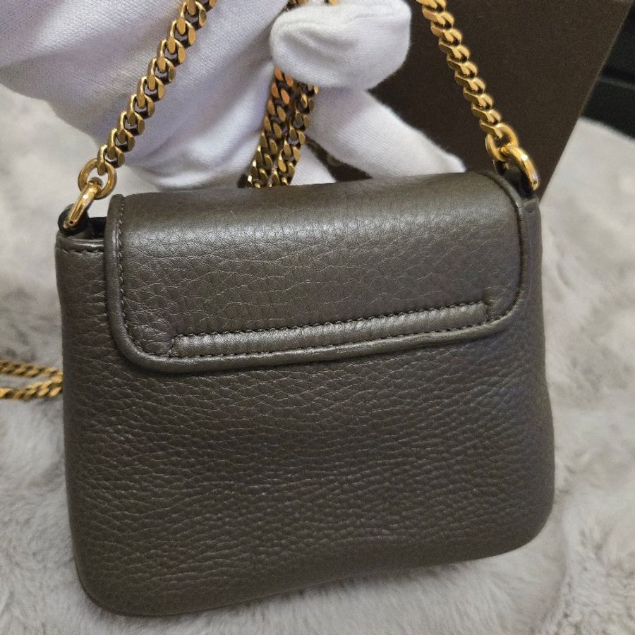 Gucci 1973 大象灰金色牛皮鍊帶包-13