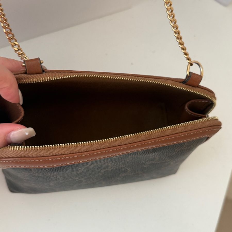 (已售出)Celine 老花貝殼包 全網最低價 小議可 貝殼包 mini 鏈條包 PVC金扣 老花-14