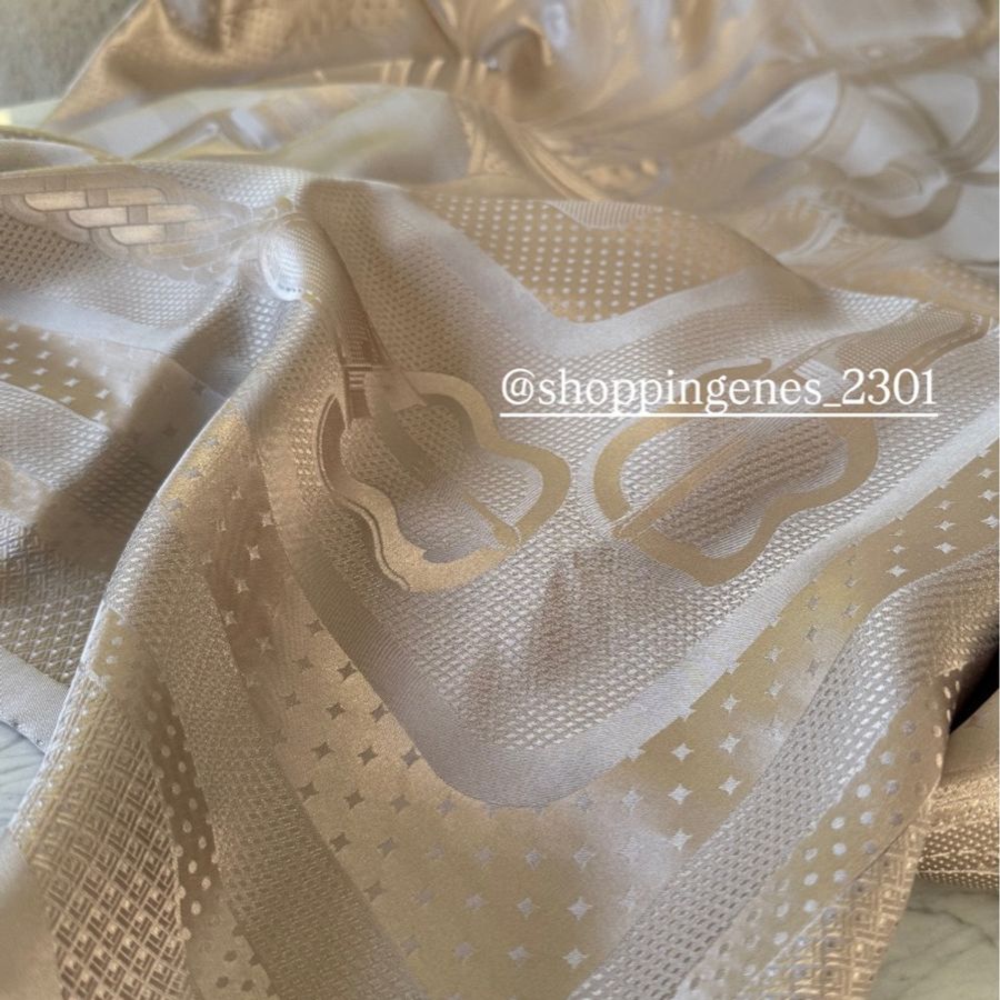 愛馬仕 Hermes 全新品 全真絲 100%silk 140絲巾 亞麻色-2