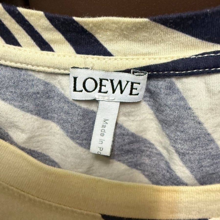 Loewe T-shirt 圓領 幾何  logo 刺繡 棉質 海軍藍 象牙白-2