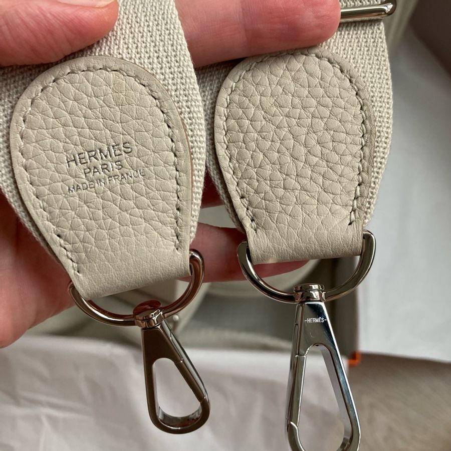 全新 愛馬仕 Evelyne 29 奶昔白 銀扣 Togo皮 伊芙琳 Hermès Evelyne TPM Craie-7