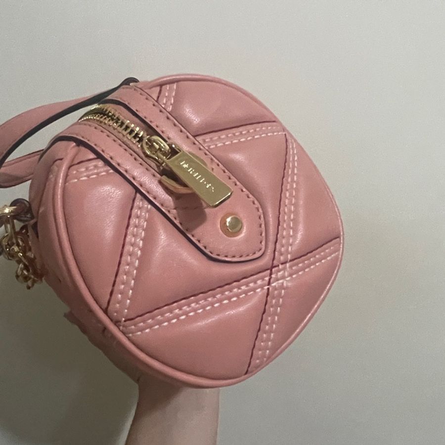 Michael kors mk zoozy 玫瑰粉 圓筒包 菱格紋-4