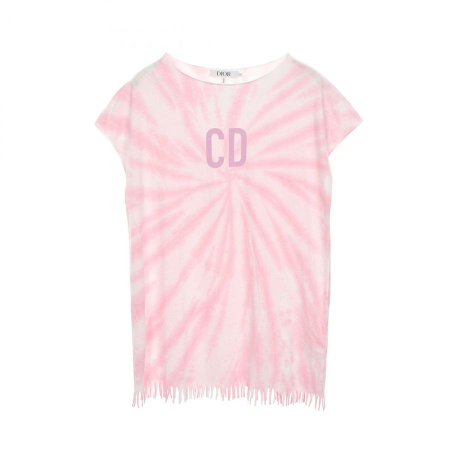 Christian Dior CD logo 紮染 T 卹 2WBB13DRSF 純棉 白色 PK 二手 女款 #12-0