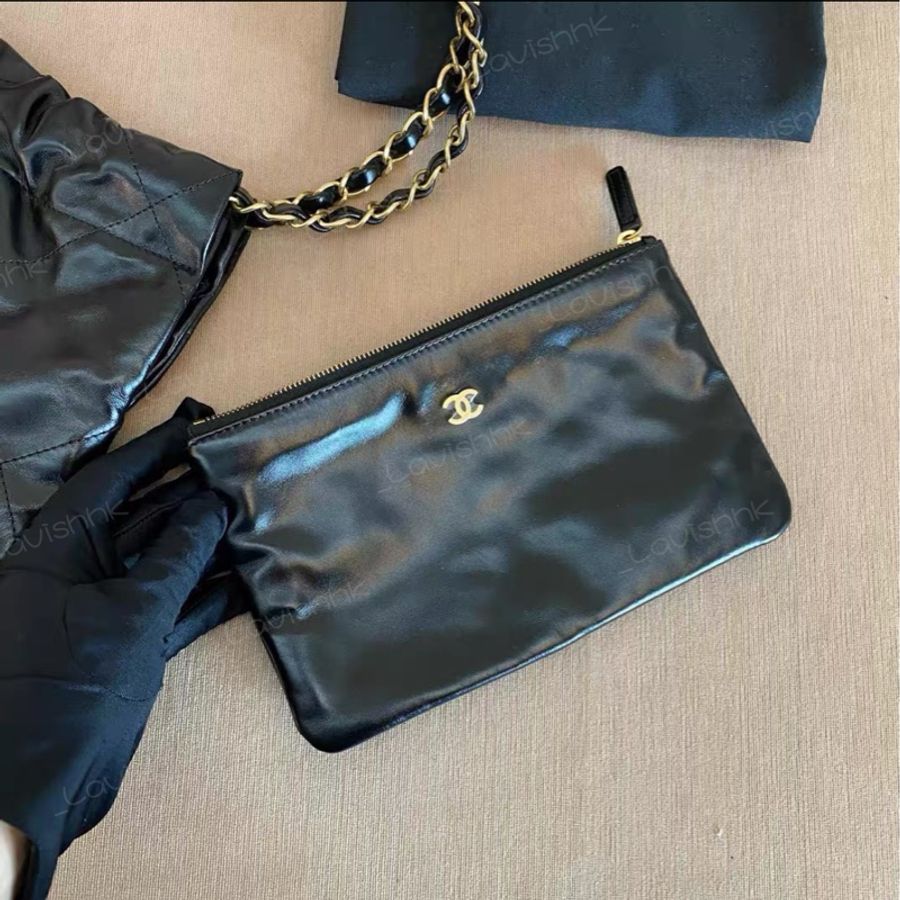 CHANEL 22bag垃圾袋 黑金中號-5