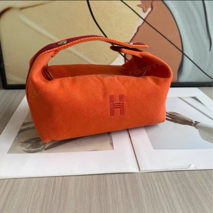 Hermes 橙紅帆布飯盒包-0