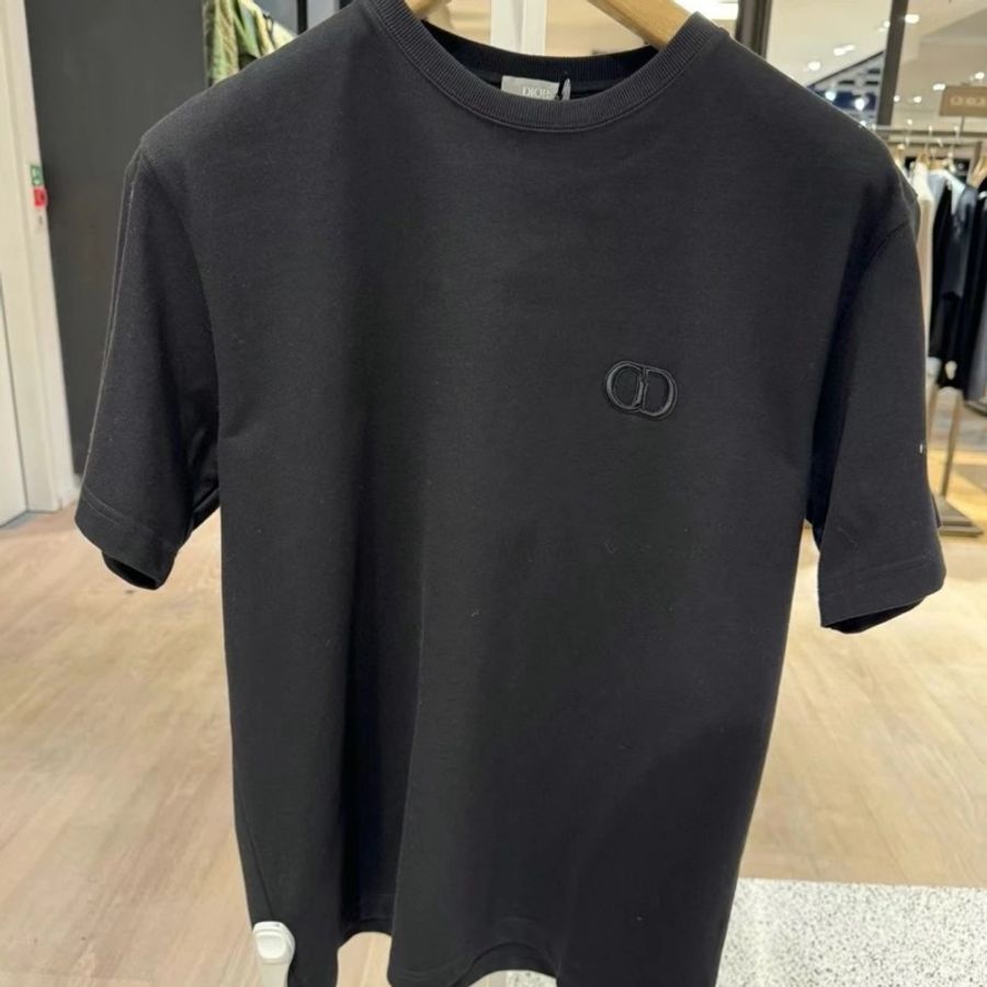 Dior迪奧 純色Logo 字母刺繡短袖上衣 T-shirt M碼-0