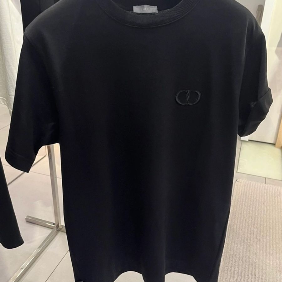 Dior迪奧 純色Logo 字母刺繡短袖上衣 T-shirt M碼-1