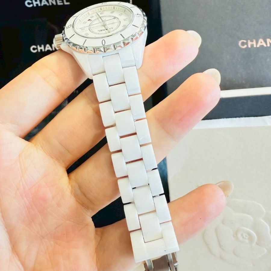 CHANEL J12 白陶瓷 33mm  12點鑽 （滿鑽款）-2
