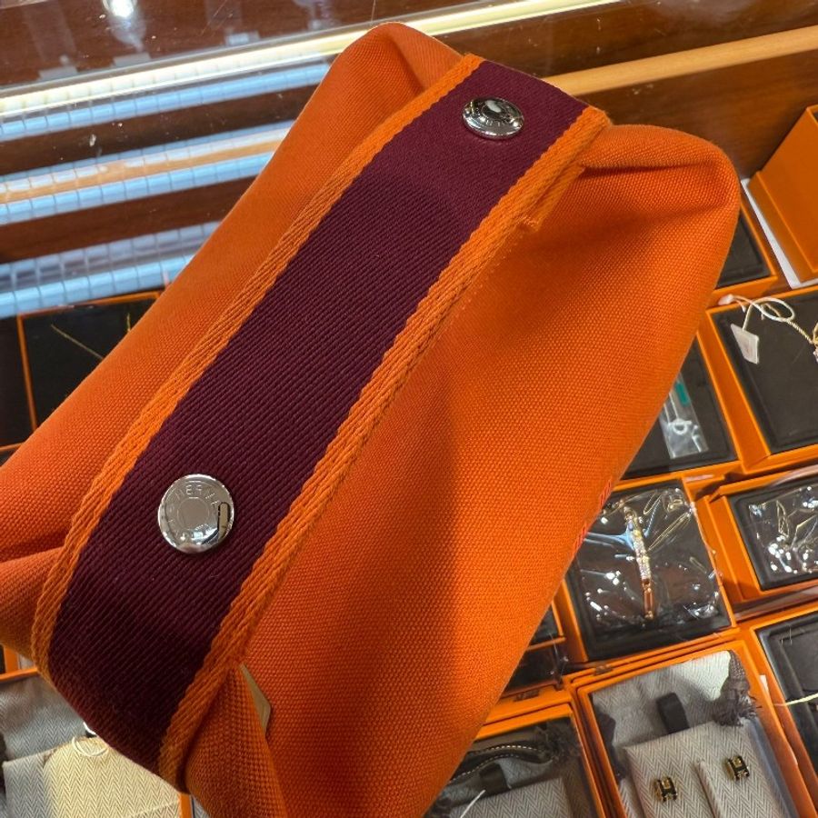 ✨持有香港正品正貨標籤(只做全新)✨ Hermes Bride-a-Brac Case Large Model Feu Orange 飯包 PM 火焰橙拼紫紅帶-5