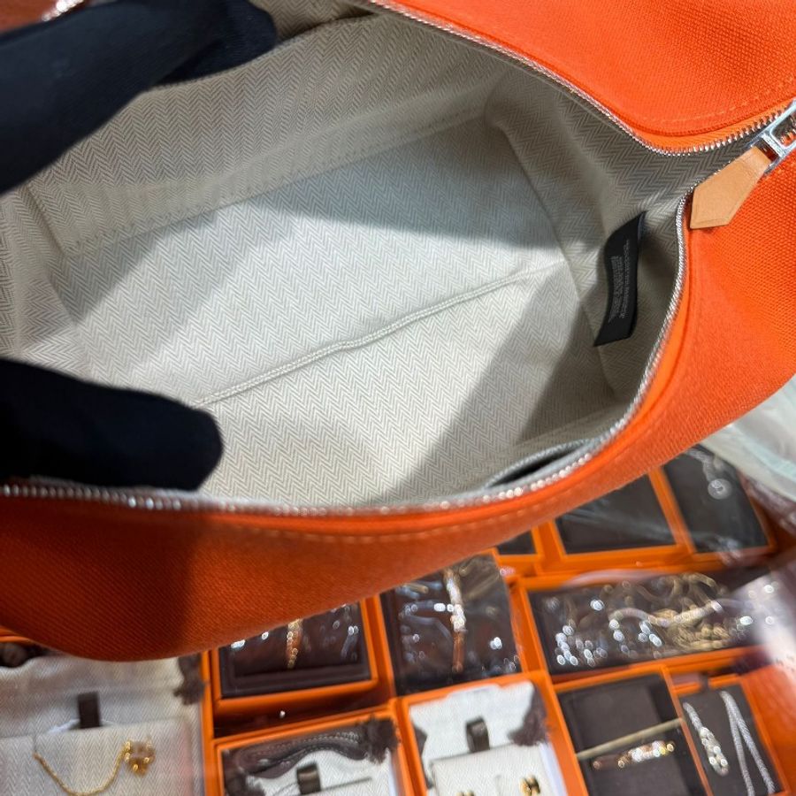 ✨持有香港正品正貨標籤(只做全新)✨ Hermes Bride-a-Brac Case Large Model Feu Orange 飯包 PM 火焰橙拼紫紅帶-6