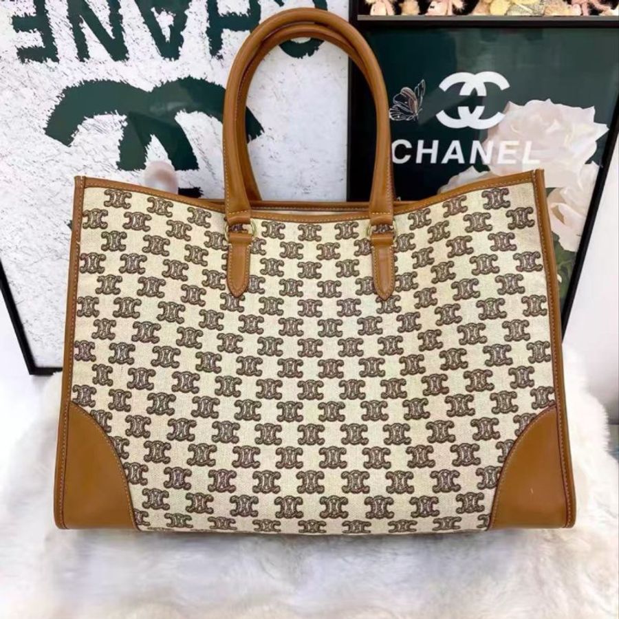 Celine Cabas老花刺繡凱旋門托特包 43x30cm 98新-5